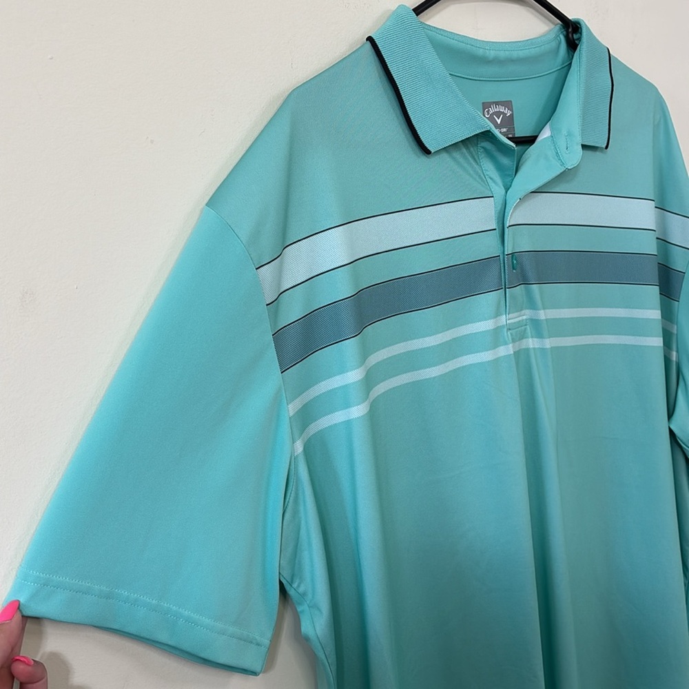 Callaway Opti-Dri Mosaic Chest Stripe Men's Polo Shirt Blue Grotto Lounge XL - Picture 3 of 8